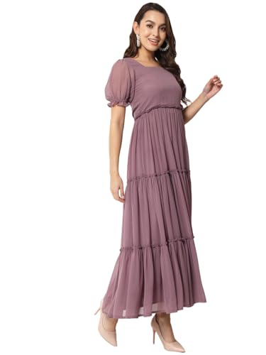 Image of ALL WAYS YOU Women's Casual Tie-Dye Half Sleeve Poly Georgette Ankle Length Dress for Women (A2107DRPR412)