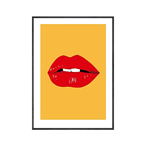 Arte pop de labios para pared de salón pintura moderna en lienzo de 45x60cm sin marco
