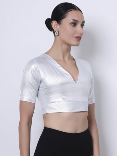 Image of Thevasa Women's Everyday Divine Depth V Neck Half Sleeves Blouse