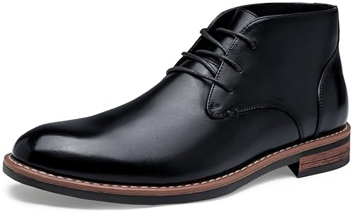 Jousen Men Chukka Boots Premium Leather Black Boots