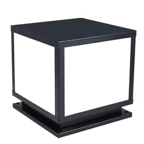 Lámpara de poste impermeable para patio con base E26, luminaria exterior cableada negra