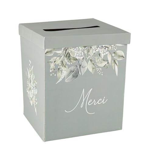 Artifetes Genérico – urna de cartón gracias botánico, 21 x 25 cm, verde de gris