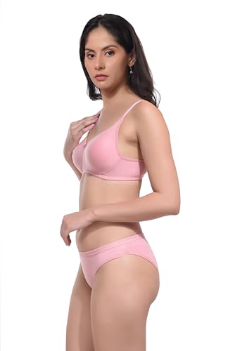 Image of REALSIDE Women Cotton Bra Panty Set for Lingerie Set|Bra Panty Set | Panty Bra Set for Women Women Lingerie Set A Beautiful Combo Pack of 3-Black,Green,Pink