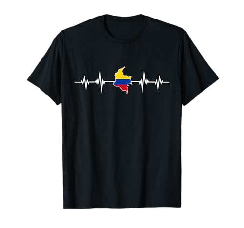 Heartbeat Design Mapa Colombiano Bandera Colombia Camiseta