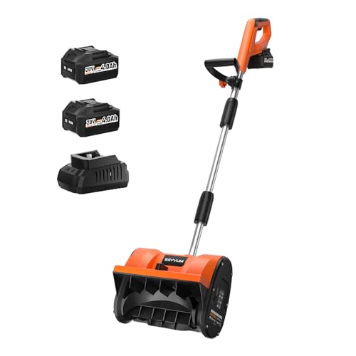 Akku Schneefräse,elektrische Schneefräse Akku 2× 4.0Ah mit Ladegerät,Arbeitsbreite 30 cm, maxSchneehöhe 20 cm,bis 3m Auswurf,30° Verstellbarer Auswurfkanal für Gehwege,Einfahrten
