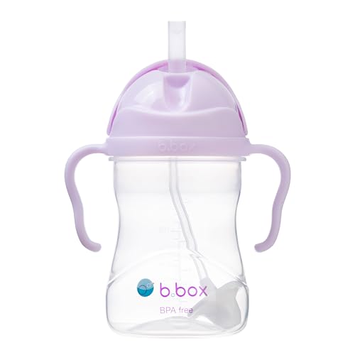 b.box Sippy Cup with Weighted Straw. Drink from any Angle, Leak Proof, Spill Proof, Easy Grip. BPA Free, Dishwasher Safe. For Babies 6m+ to Toddlers (Boysenberry, 8oz)