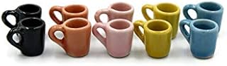 1shopforyou 10 Mix Colorful Ceramic Coffee Mug Tea Cup Vintage Dollhouse Miniature Kitchen Food Supply No .211