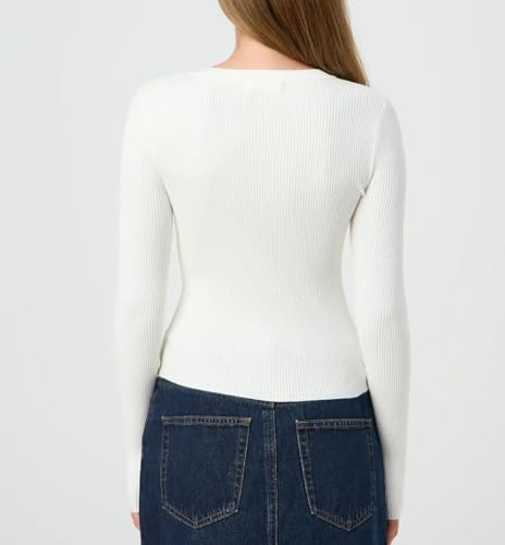 Image of Cioatin Women Long Sleeve Button Up Ribbed Knit Crop Cardigan Y2K Slim Fit Round Neck Sweater Tshirt Fall Going Out Tops