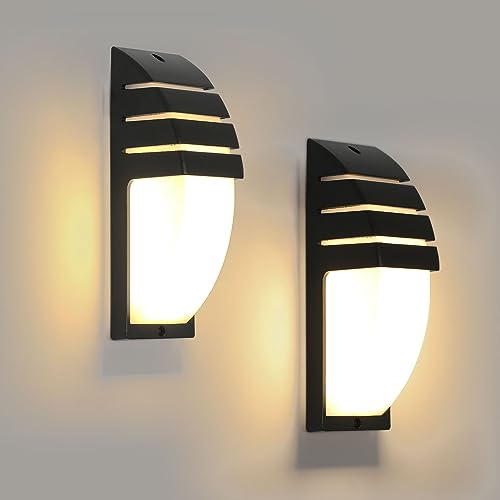 Comely 2Pcs 12W Aplique Pared Exterio, IP65 Impermeable Aplique de Pared Exterior LED, Lampara Interior/Exterior para Entrada Jardines Balcones Sala, Luz Blanca Cálida 3000K