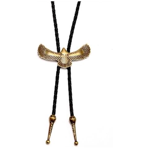 Sushenwe Bolo Tie for Men and Women Western Native American Cowboy Neck Leather Ties Vintage Flying Eagle Necklace with Bola for Rodeo (bronze) Cover