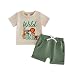 FYBITBO First Birthday Baby Boy Outfit Wild One Safari Animals T-shirt Solid Shorts Summer Outfit 1st Birthday Boys Clothes (Beige & Green, 6-12 Months)