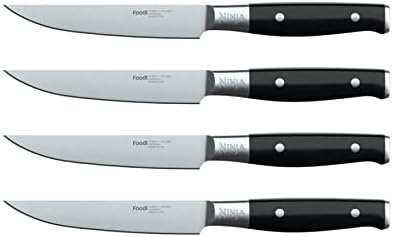 Ninja K32004 Foodi NeverDull System 4-Piece Steak Knife Set, Premium, German Stainless Steel, Black