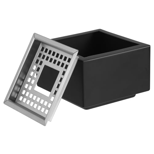 IWOWHERO Cenicero Cuadrado de Acero Inoxidable para Hogar y Oficina Diseño Grande Prueba de Viento con Rejilla Superior Antihumo para Mesa y Salón
