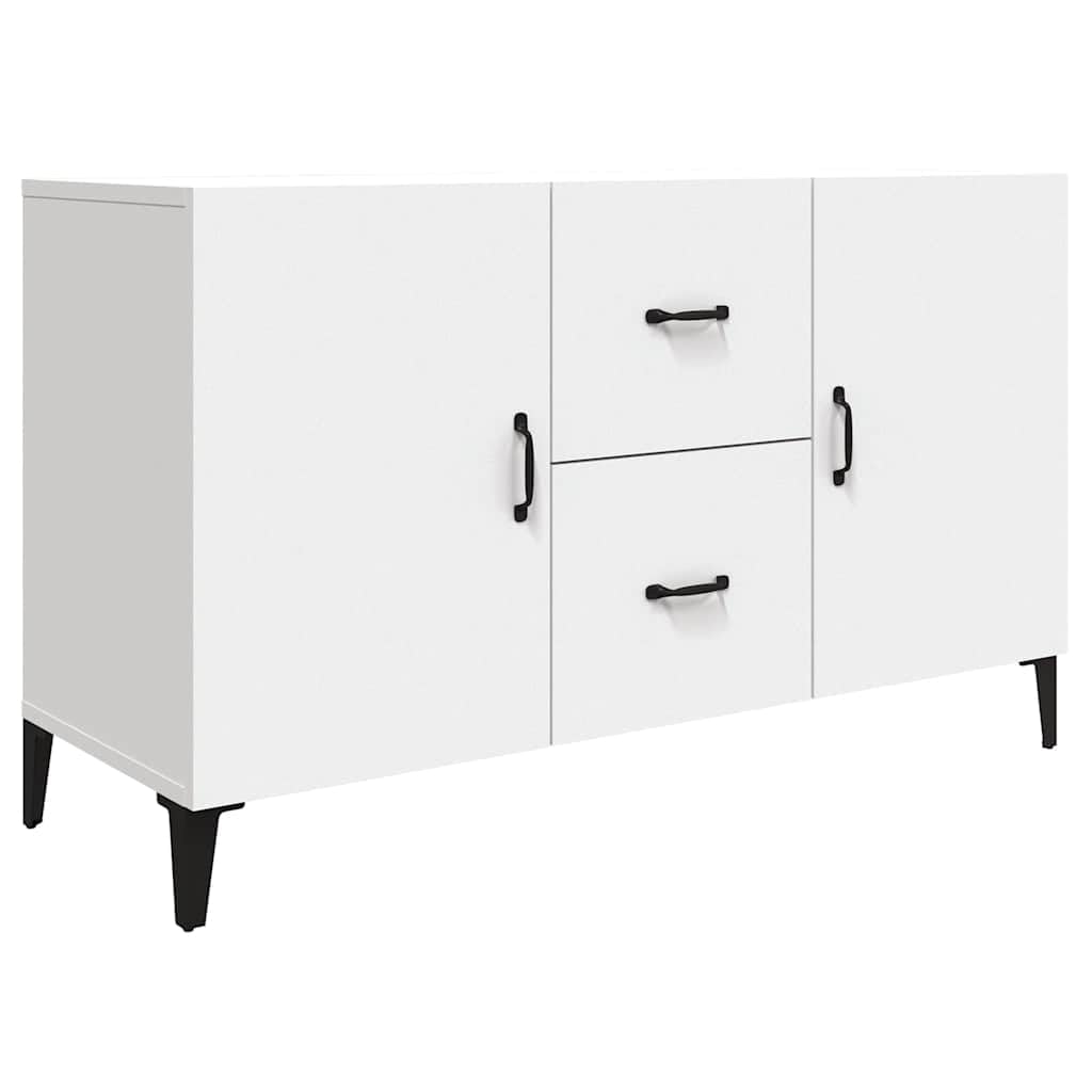 Credenza bianca, 100 x 36 x 60 cm, in legno, moderna, per soggiorno, con 2 ante e 2 cassetti, armadietto sottile per corridoio, camera da letto e cucina