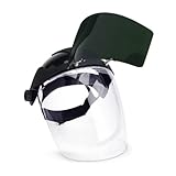Sellstrom S32161 DP4 Multi-Purpose, Plasma Cutting / Grinding, Flip Front Shade 6 UV/IR Face Shield - Black Crown and Clear Anti-Fog Window with Ratchet Headgear