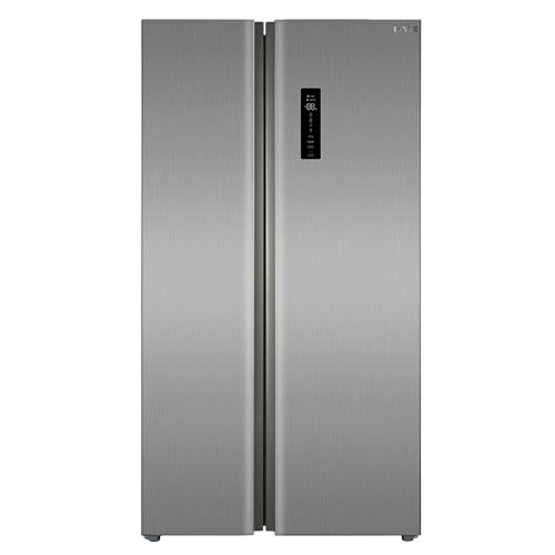 HYE American Fridge Freezer - Side By Side American Style Fridge Freezer, No Frost, 92cm Width, 505L Freestanding Design, Low Noise (37dB), Sleek Inox Finish, Ideal For Large Families - RF01AM505DS07