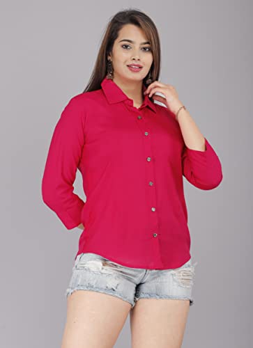 Image of Women Solid Shirt for Office & Casual wear | 3 /4th Sleeves Spread Collar