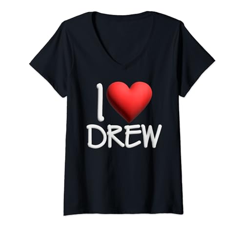 Mujer I Love Drew Nombre Personalizado Hombres Guy BFF Amigo Corazón Camiseta Cuello V