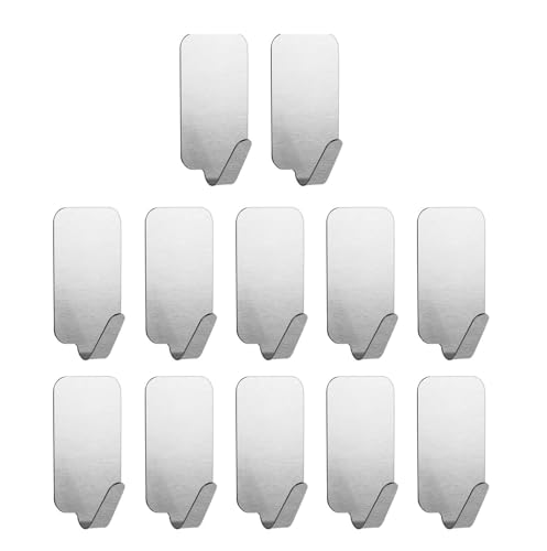 topolenashop Ganci Adesivi da Parete 12 PCS in Acciaio Inox | Resistenti, Impermeabili, Senza Chiodi | Appendi Asciugamani e Utensili Cucina Bagno Casa - Facile da Installare 72584