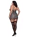Dreamgirl Women's Plus Size 2 Piece Stretch Lace Print Garter Slip, Metallic Black, 1X