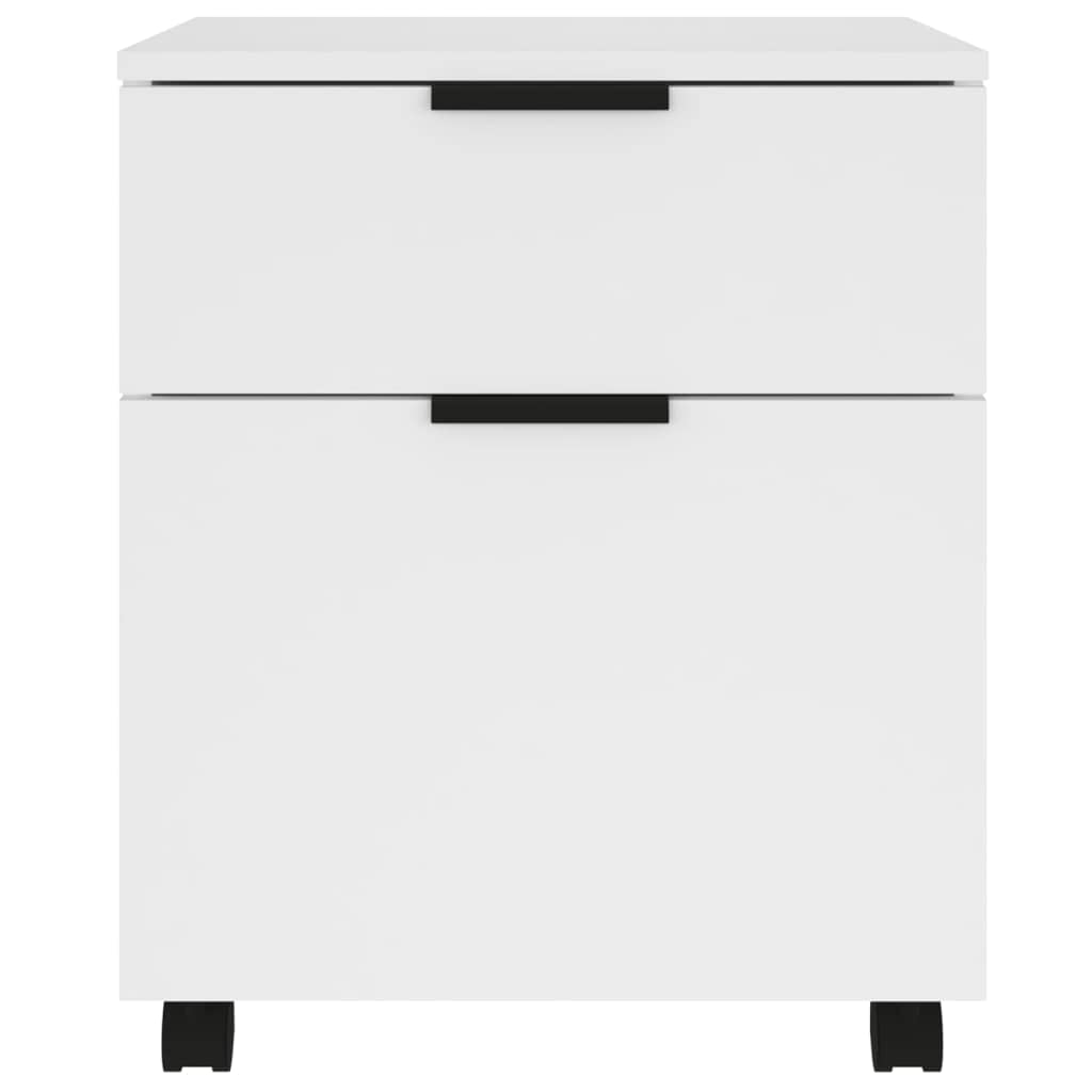 Rollcontainer Rollen Aktenschrank mit Schublade und Unterschrank, mobiler Büroschrank aus Holzwerkstoff, für Zuhause und Büro, Weiß 45x38x54 cm Holzwerkstoff