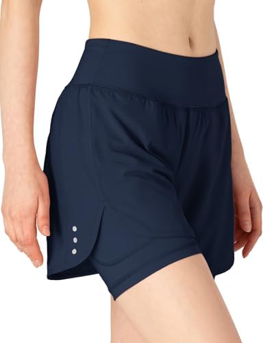 donhobo Damen Sommer Sport Shorts 2 in 1 Schnell Trocknend Laufshorts Fitness Yoga Jogging Sport Shorts