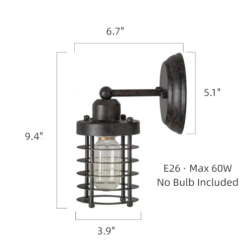 Image of Farmhouse Wall Sconces Lighting, Rustic Industrial Mini Cage Wall Mount Light Fixture for Bedroom, Kitchen, Living Room, Bathroom, and Hallway