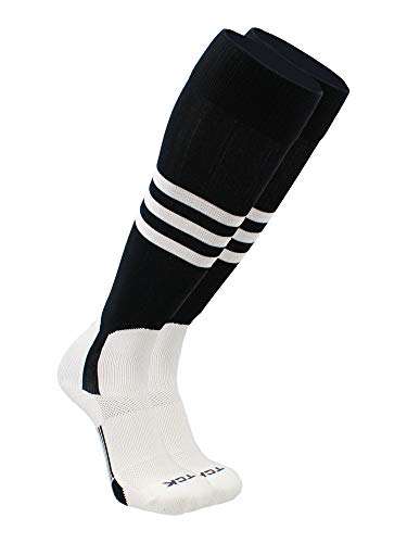 TCK Baseball Stirrup Socks with Stripes - Black/White, Medium