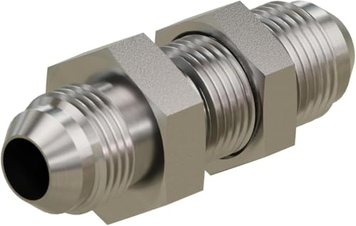 Keepgrindingdaily.com - 5/8" JIC Bulkhead Union with Locknut Connector for Hydraulic Hose, Tube, Pipe, Oil, Gas, Industrial, Automotive Applications, Dash 10