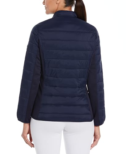 Perry Ellis Women's Long Sleeve Full-Zip Faux Down Jacket, Sun Protection, Mock Collar, Front Pockets, Warming & Flexible2