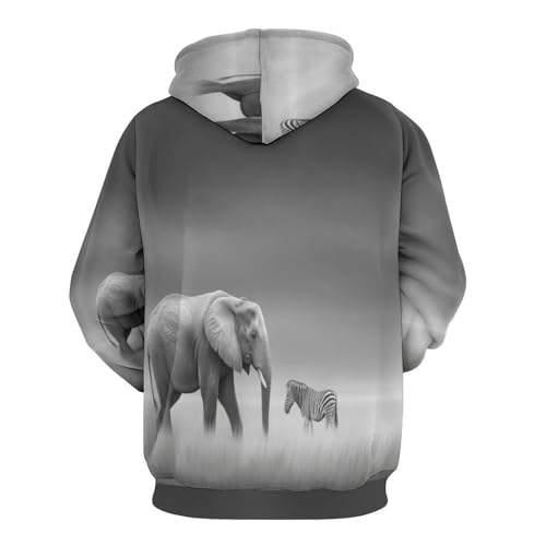 Sweat à capuche avec poches et imprimé zèbres éléphants amples - 4