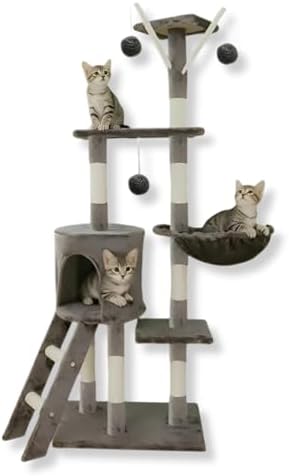 Árvore para Gatos 140 cm | Playground com Ninho Grande, Sisal Nat...