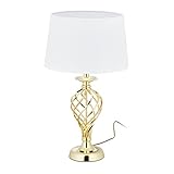 Details: Deko Tischlampe H x D: 62,5 x 36,5 cm - Lampenschirm H: ca. 22 cm - E27 Fassung - Mit Kabel