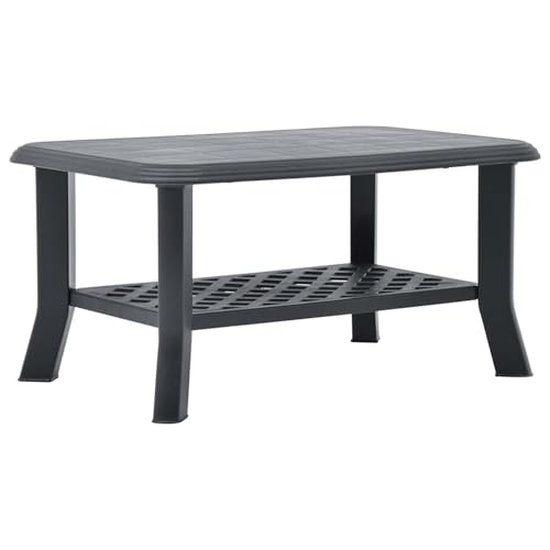 Table basse de jardin en plastique anthracite 90x60cm pour meuble de terrasse et extérieur