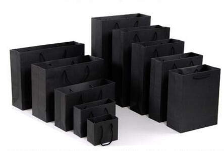 10 Uds Bolsa de Papel de Regalo Bolsa de Compras de Ropa de Regalo Papel Kraft Color sólido Negro Blanco Rosa