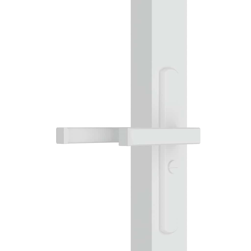 Innentür 83 x 201,5 cm weiß gehärtetes Glas Aluminium