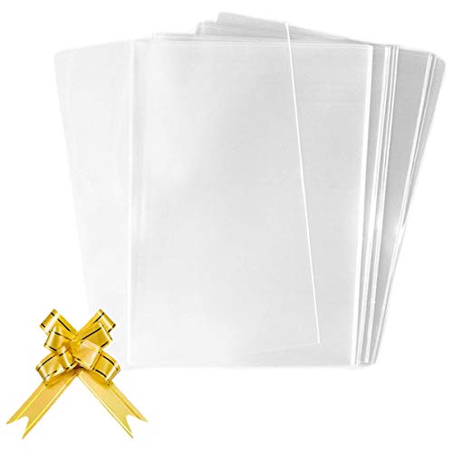 50 Stück Clear Cellophane Bags, Geschenktüte Twist Ties für Home Christmas Party Favors Wrapping Sweets Cupcakes, 12,5x23cm