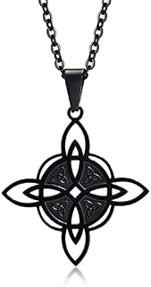Celtic Trinity Knot Necklace - Stainless Steel Good Luck Infinity Irish Jewellery Triquetra Triangle Witches Knot Pendant With 24" Rolo Chain For Women Men Goddess Gifts For Birthday Christmas