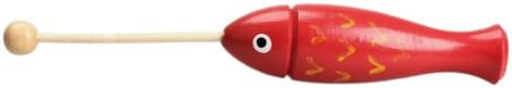 Vktech Wood Fish Shape Kids Temple Block Beater Percussion Instrument red