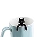 OBANGONG 4 Pcs Coffee Spoon Set - Mini Cat Hugging Kitty Tea Soup Sugar Dessert Appetizer Seasoning Bistro Hanging Cup Spoon