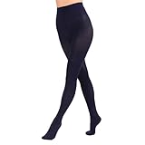 Paralinda Women's 80 Denier Solid Color Opaque Tights, High Waist Footed Pantyhose (Navy Blue, S/M)