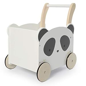 labebe Panda Wooden Baby Push Walker – 2-in-1 Toddler Push & Pull Toys Learning Walker Stroller Walker with Wheels for…