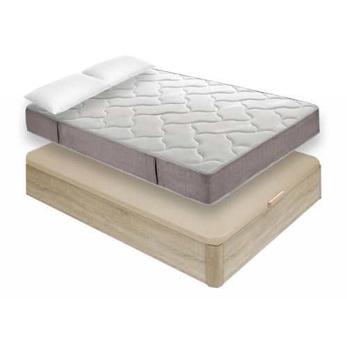 Mobelcenter, Pack Canapé y Colchón Neo Plus de 150x190 cm, Incluye Canapé de 150x190 cm en Cambrian, Colchón Viscoelástico, 2 Almohadas de 70 cm y Protector de Colchón de 150 cm (P0054)