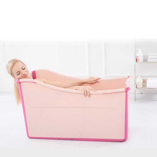 Portable Baignoire en Plastique, Baignoire d'hydrothérapie pour Adultes, Pliable Baignoire pour Petite Salle de Bain, Gain de Place(Rose)