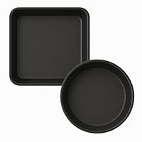 Coppia Teglie per friggitrice ad aria Coppia Teglia 2 pezzi 1 Quadrata 20,4x20,4x5,4 cm + 1 Rotonda 20x6 cm Antiaderente Per forno Friggitrice, Alluminio Rivestito