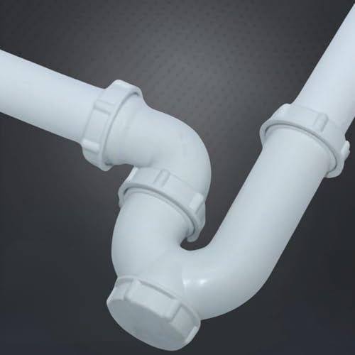 Image of ELONA PVC Bottle Trap P Trap Type with Pipe for Bathroom Basin Kitchen Sink Wash Basin Drain Water Outlet (White,Set of 1)