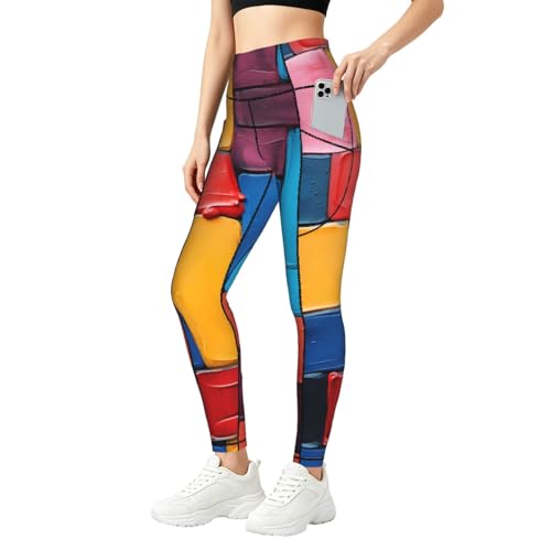 Leggings con estampados de madera pintada y bolsillos mallas de entrenamiento transpirables