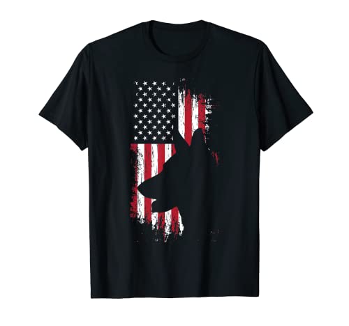 German Shepherd American Flag Shirt USA Patriotic Dog Gift T-Shirt