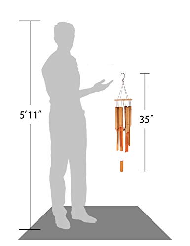 Afirst 35" Wood Outdoor Bamboo Wind Chimes with 6 Tube for Patio Garden Decoration