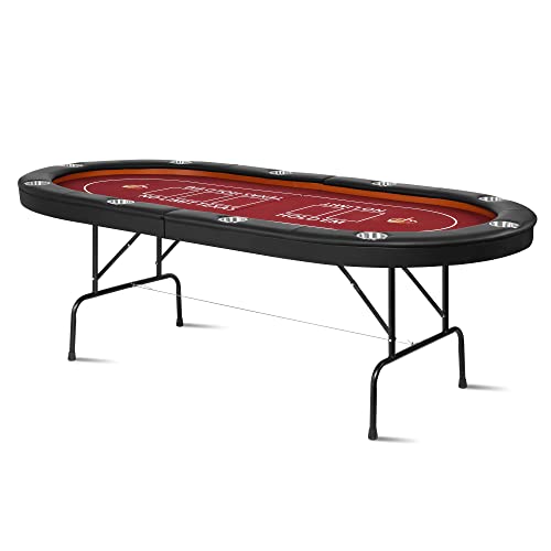 Luckyermore Poker Table 91” Extra Large 10 Players Folding Poker Table, Casino Poker Table Texas Holdem Poker Table, 10 Cup Holders & Padded Rails (91”X48”X31”) #TOP15